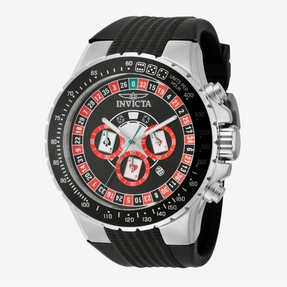 Invicta Aviator Monte Carlo 50mm Chronograph Black Red Roulette Dial Sport Watch